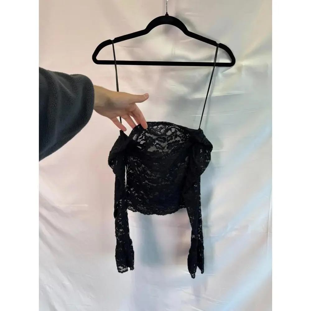 Ronny Kobo Black Lace Maribeth Top Size XS